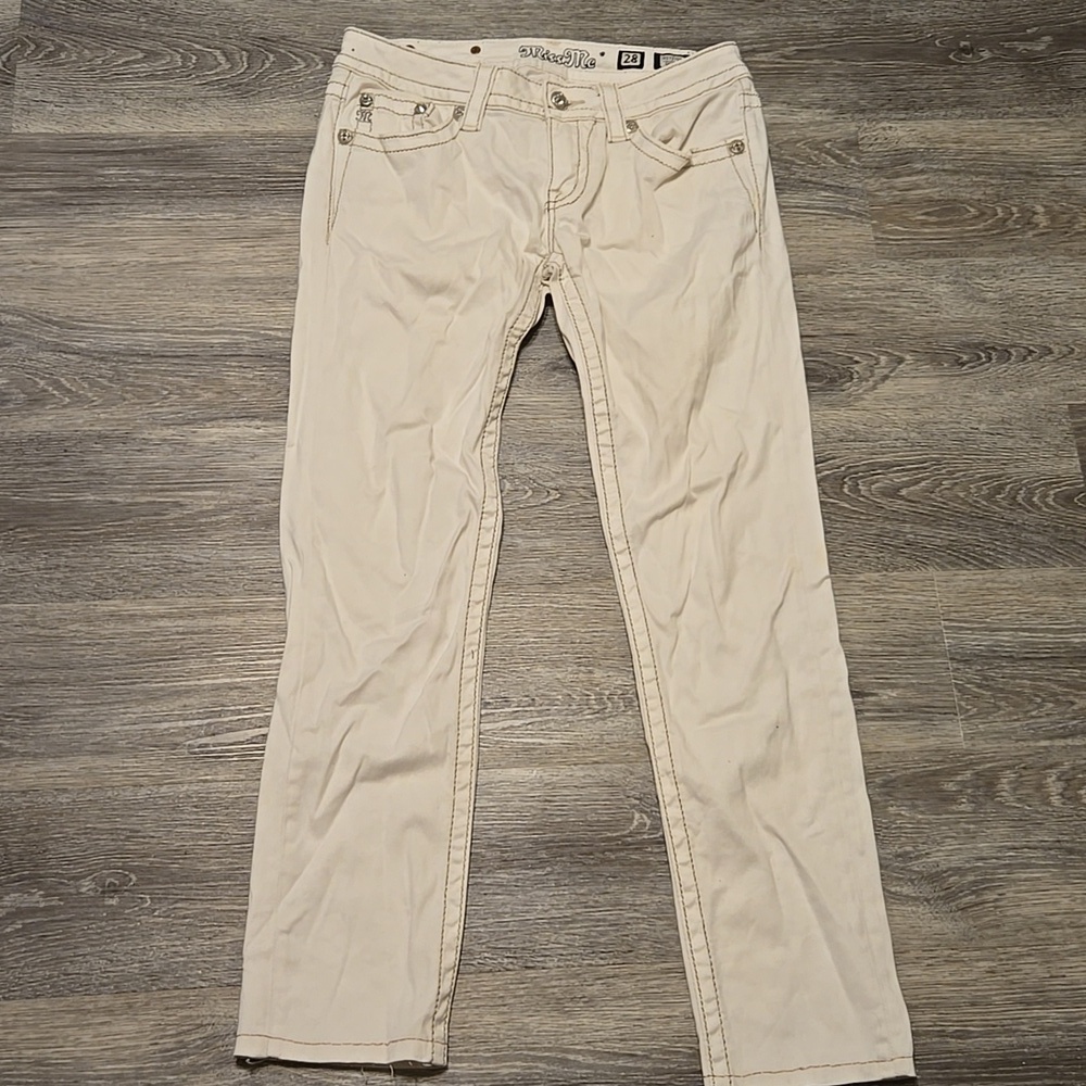 Miss Me White Embellished Low Rise Skinny Jeans Sz 28